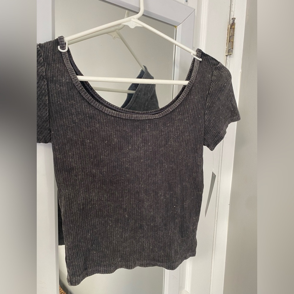 Black off the shoulder crop top